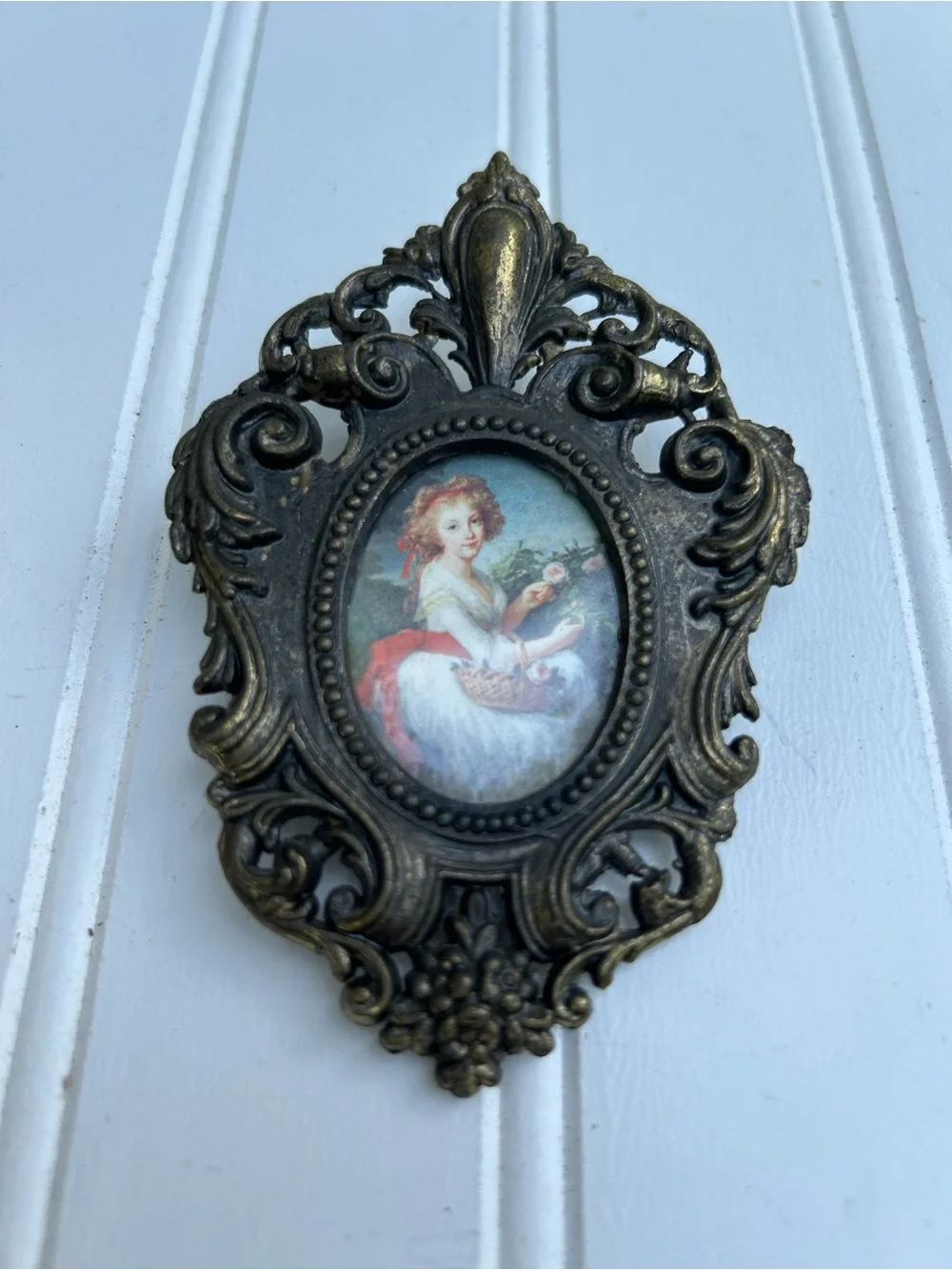 Vintage Frames Gold Double Metal Ornate Silver Portrait Miniature Made in Italy